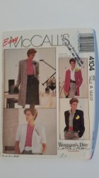 4104 MCCALLS UNLINED SHORT - LONG SLEEVE COAT OR JACKET 3 LENGTHS PATTERN 8-12